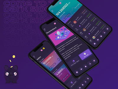 Come to the dark side banking crypto crypto wallet dark theme dark ui finance fintech mobile ui piggybank ui design wallet