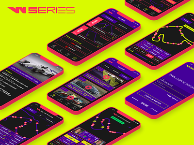W Series app app app design application auto branding dark theme f1 mobile ui motorsport racing superapp ui ui design