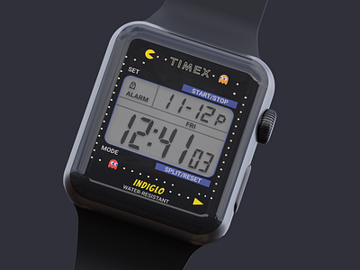 Timex T80 tribute pt. 2 app design apple watch apple watch design clock app dark theme mobile ui pacman ui design watchos