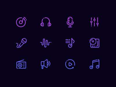 Music Icons icons line music neon