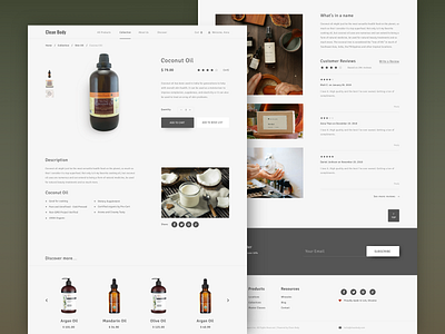 Body Care Online Store branding ecommerce footer design header interface landing page menu online store product card ux website