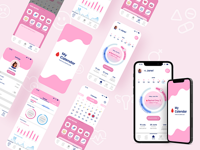 My Calendar Period Tracker - App redesign app design girl period tracker pink
