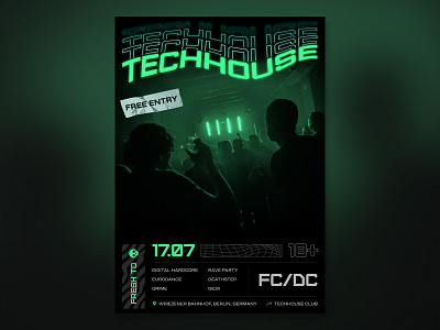 TechHouse | Tehno system banner graphic design green poster tech techno
