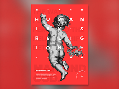 Renaissance | Raúl Rosarivo grid | Red angel banner classic design graphic design grid poster red rosarivo