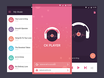 Material Music Player android app button color google icon lollipop material profile tabs ui