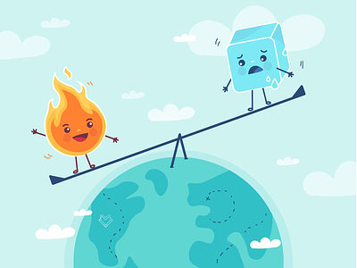 Global Warning cooling cute fire global warming graphicdesign ice illustration melting simple web web design