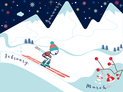 Printable Calendar Story calendar illustration monthly planner printable seasons skiing winter