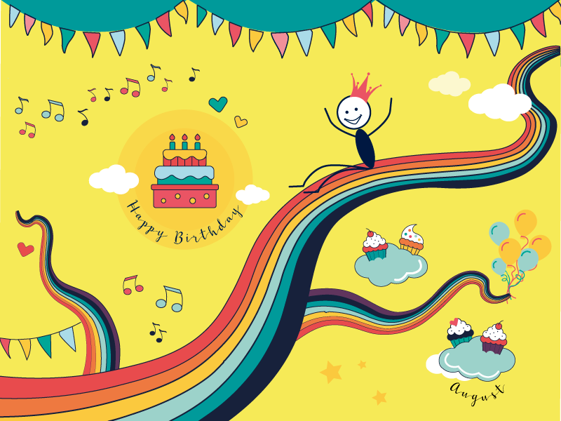 Printable Calendar Story cupcakes rainbow music storytell planner stick man summer illustration design print calendar