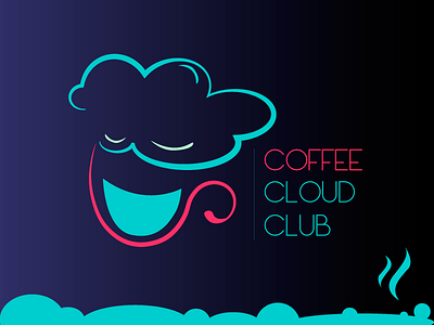 Cloud Cafe Club blue brand cloud club coffee cup illustration logo