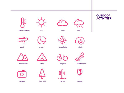 100 icons challenge graphic design graphic designer hiking icons illustration outdoors pinky weather