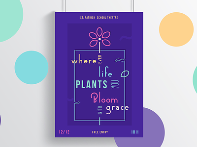 Typography poster bright colour flower graphic design inspiration letters mock up neon poster print quote round simple style typography web design