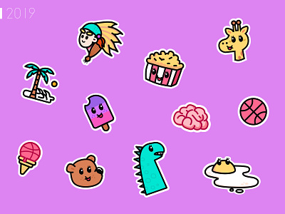 Lovely stickers design icon illustration