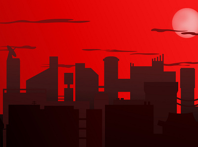 Minimalistic city background(2/4) 2d background city design graphic design illustration moon red wallpaper