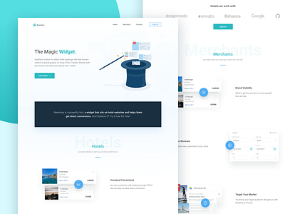 Hotel Widget Landing Page back end clean hotel magic merchant minimal startup system theme widget