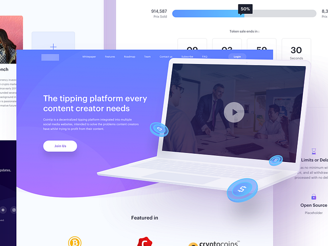 Cryptocurrency Landing Page by Sebo on Dribbble