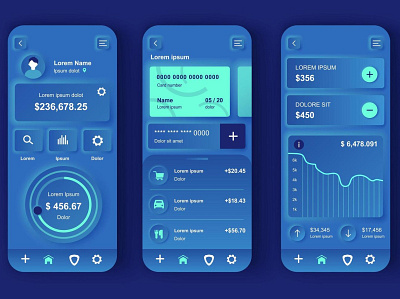 Online banking concept neumorphic Mobile UI templates set app app design graphic design mobile app mobile app design ui ux vector wireframe