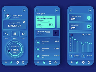 Online banking concept neumorphic Mobile UI templates set