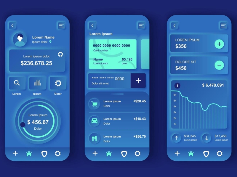 Online banking concept neumorphic Mobile UI templates set by Niharika ...