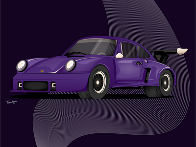 Purple Porsche illustration porsche