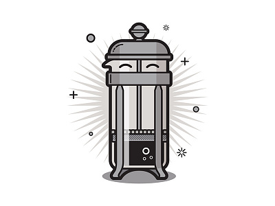Miss French Press character coffee coffee shop cute french press icon iconography illustration new vector