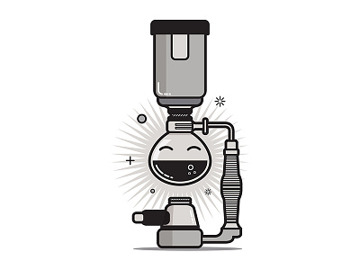 Happy Syphon brewing character coffee coffee shop cute icon iconography iluustration syphon vector