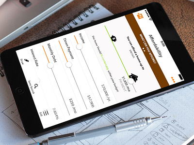 Real estate App design, Affordability Calculator estate gui interface map orange real ui ux