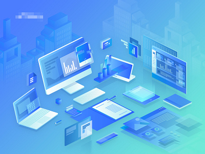 Fintech Illustration finance illustration isometric