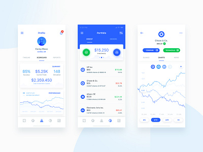 Profile & Portfolio app dashboard email finance financial flat ios mobile robo advisor statistics ui