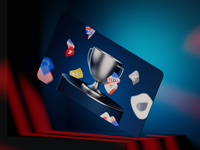 Tournament card 3d card cinema 4d cup finance icons illustration redshift render trading