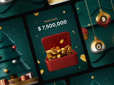 Prize pool 3d 3d cartoon 3d icons 3d illustration after effects c4d cartoon christmas toys coins motion design new year render xmas xmas tree