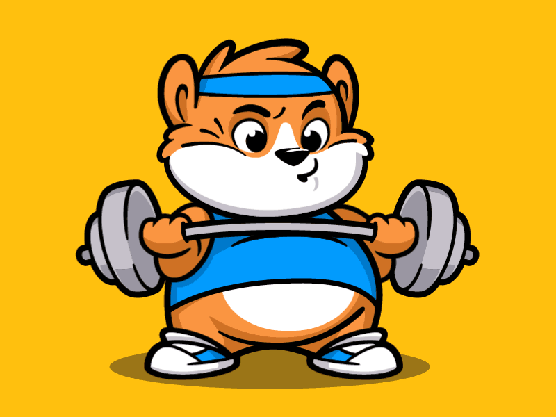 Pumping Iron animated sticker animation bodybuilder bodybuilding cartooning character animation character design cute animal gym