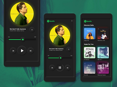 Skeuomorphic design of Spotify app mobile app spotify ui ux