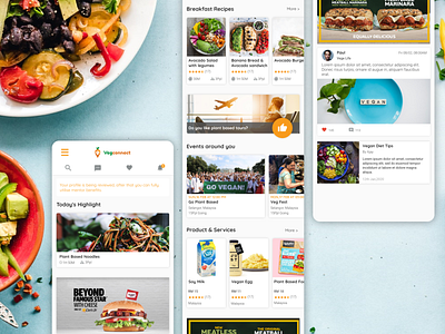 Vegconnect app home screen food homepage design product recipe uidesign uxdesign vegan food vegetable