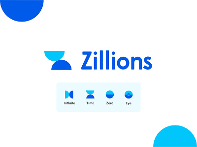 Zillions logo design blue branding circle design geometic icon logo logodesign shapes typography visual design