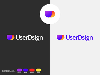 UserDsign Logo blue geometic gradient logo minimal minimalistic purple red simple logo yellow