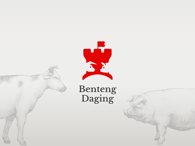 Benteng Daging logo design animal beef butcher design logo meat pork