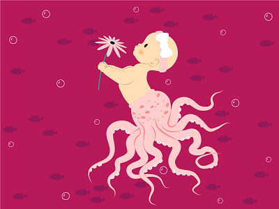 O C T O P U S baby character child design girl mermaid mermay ocean octopus people sea