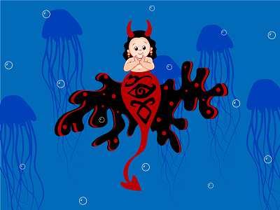 D E M O N baby character child demon design devil mermaid mermay mermay2020 people