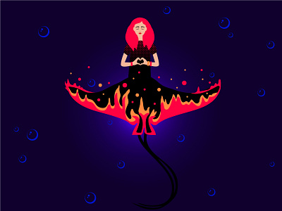 F I R E character design fire girl illustration mermaid mermay mermay2020 people