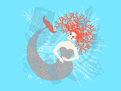 Mermay 03 : Coral character design eco eco friendly ecological ecology flat girl illustration illustrator mermaid mermay ocean people plastic pollution sea vector waste