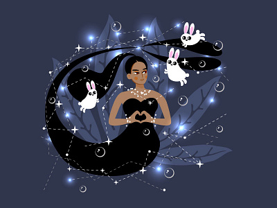 Mermay o9: Star character character design clean design digital flat girl graphics illustration illustrator love mermaid mermay night people romance vector vector artwork