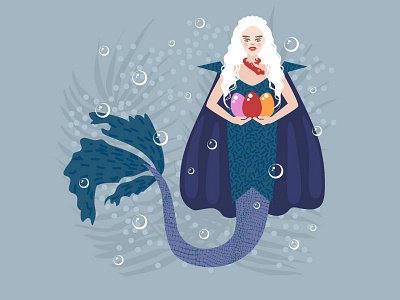 Mermay 15: Dragon (Daenerys inspiration) character character design clean daenerys daenerys targaryen design digital flat game of thrones girl graphics illustration illustrator mermaid mermaids mermay ocean people vector vector artwork