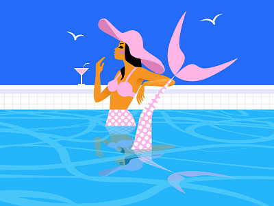 Mermay 23: Sunbath character character design clean design digital flat girl graphics illustration illustrator mermaid mermaids mermay people pool summer sunbath sunbathing vector vector artwork