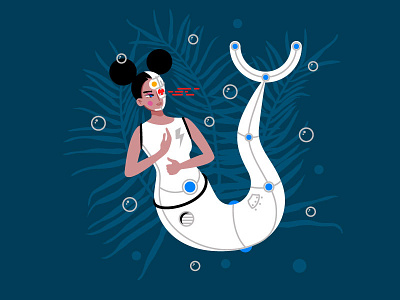 Mermay 24: Cyborg adobe illustrator character character design cyborg design flat girl graphics illustration illustrator mermaid mermaids mermay ocean people robot sea vector vector artwork