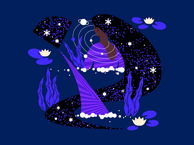 Mermay 27: Space adobe illustrator art character character design dark design flat girl graphics illustration illustrator mermaid mermaids mermay ocean people sea vector vector artwork vector illustration