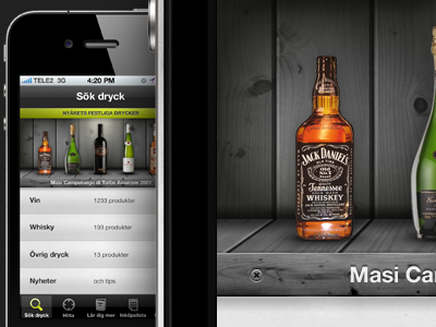 Close up - Liquor shelf app bottle iphone shelf wood
