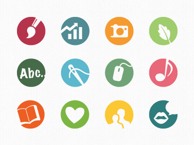 Icons for Folkuniversitetet icons multi color simple
