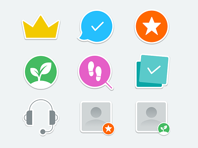 VIP perk icons chat colors crown icons leaf sprout star stickers vip