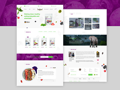 Superfoods brand online shop. bio design landing page organic ux ui