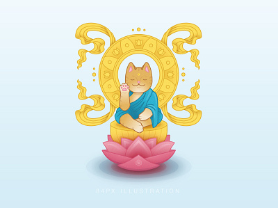 Buddha Cat buddha cat cat content lotus meditation vector illustration
